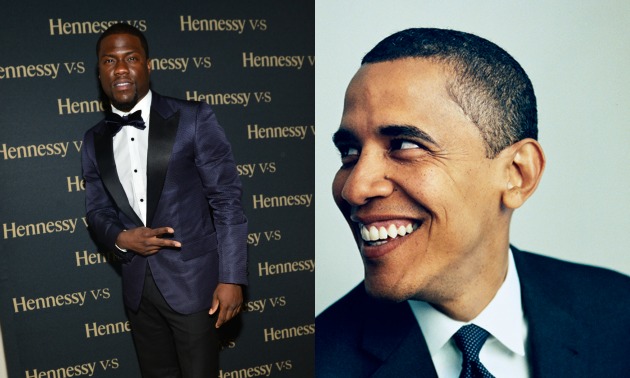 Split Screen of Kevin Hart and Obama