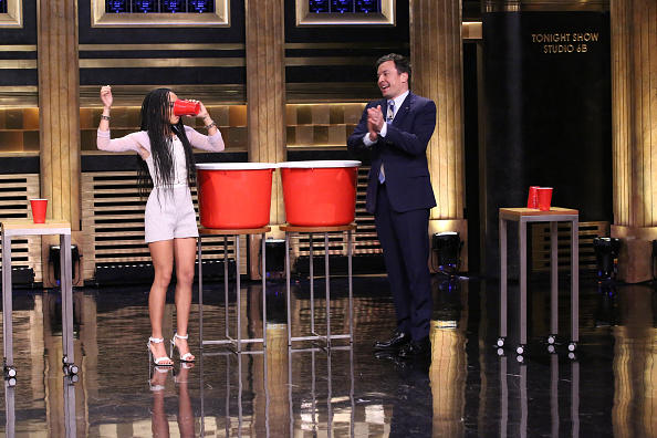 Zoe Kravitz Jimmy Fallon Beer Pong