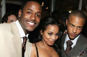 Actors Jackie Long, Lauren London, T.I. Will Smith pose the Premiere Of Warner Bros.